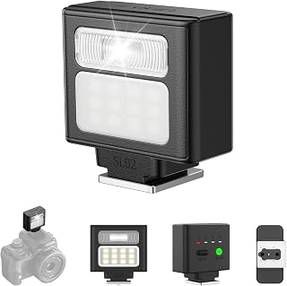 ULANZI SL02 Camera Flash with Video Light, GN8 6500K Mini Flash Speedlite | 4 Power Levels Flash Compatible with Sony ZV-1/ZV-E10/Canon/Nikon/Fuji/Panasonic/Leica/, 【Not Compatible with Sony ZV-1F】