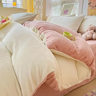 Flannel Duvet Cover Set, Warm, Ultra Thick Microfiber, Warmth + 4°F (4°C), Bedding Cover Set, Duvet Cover, Sheet, Pillow Cover, For Winter, Western and Japanese Style, Moisture Absorption and Heat Generation, 4-Piece Set, Double Pillowcase, Soft Texture, Heat Generating, No Static