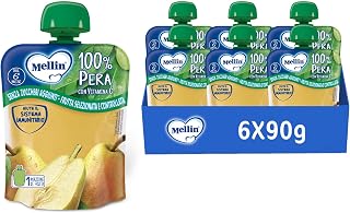 Mellin Snack, Pear, 6 x 90 g | 100% fruit with vitamin C, recommended from 6th month