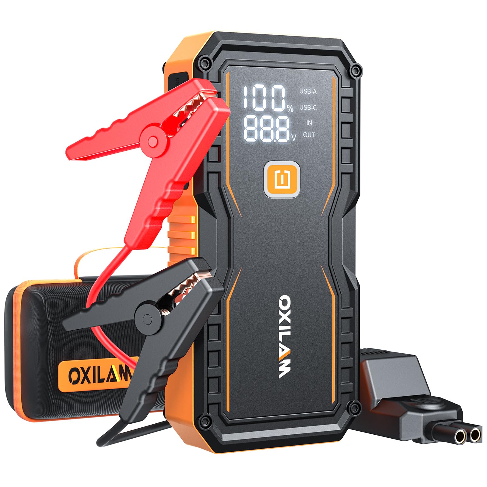 OXILAM Jump Starter 6000A for All Gas/12L Diesel, Car Battery Jumper Starter Por