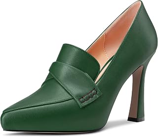 Castamere Mocasines de tacón alto de aguja con plataforma y puntera puntiaguda para mujer, zapatos de tacón de 3.9 pulgadas para trabajo, negocios, oficina, vestido de tacón de 3.9 pulgadas
