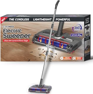 WarmWink Swivel Cordless Sweeper with LED Light,Floor Cordless Sweeper, Cordless Electric Sweeper Rechargeable Cordless Sweeper, Hard Floor Sweeper Roller Sweeper for Home Crumbs,Kitchen, pet Hair,