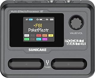 SONICAKE Pocket Master - Portable Multi Effects Pedal, 100+ Built-in Guitar/Bass/Acoustic Effects, Amp Modeling, IR Cabinets Simulation, Rechargeable Guitar Pedal with Stereo OTG USB Audio Interface