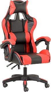 Baroni Home Gaming Chair, Ergonomic Office Chair with Adjustable Backrest, Headrest and Lumbar Support, Red