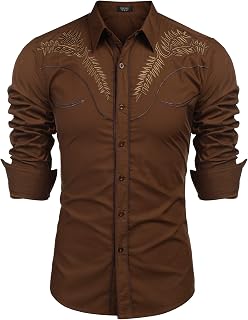 COOFANDY Men's Western,Retro,Classic Button Down Shirt