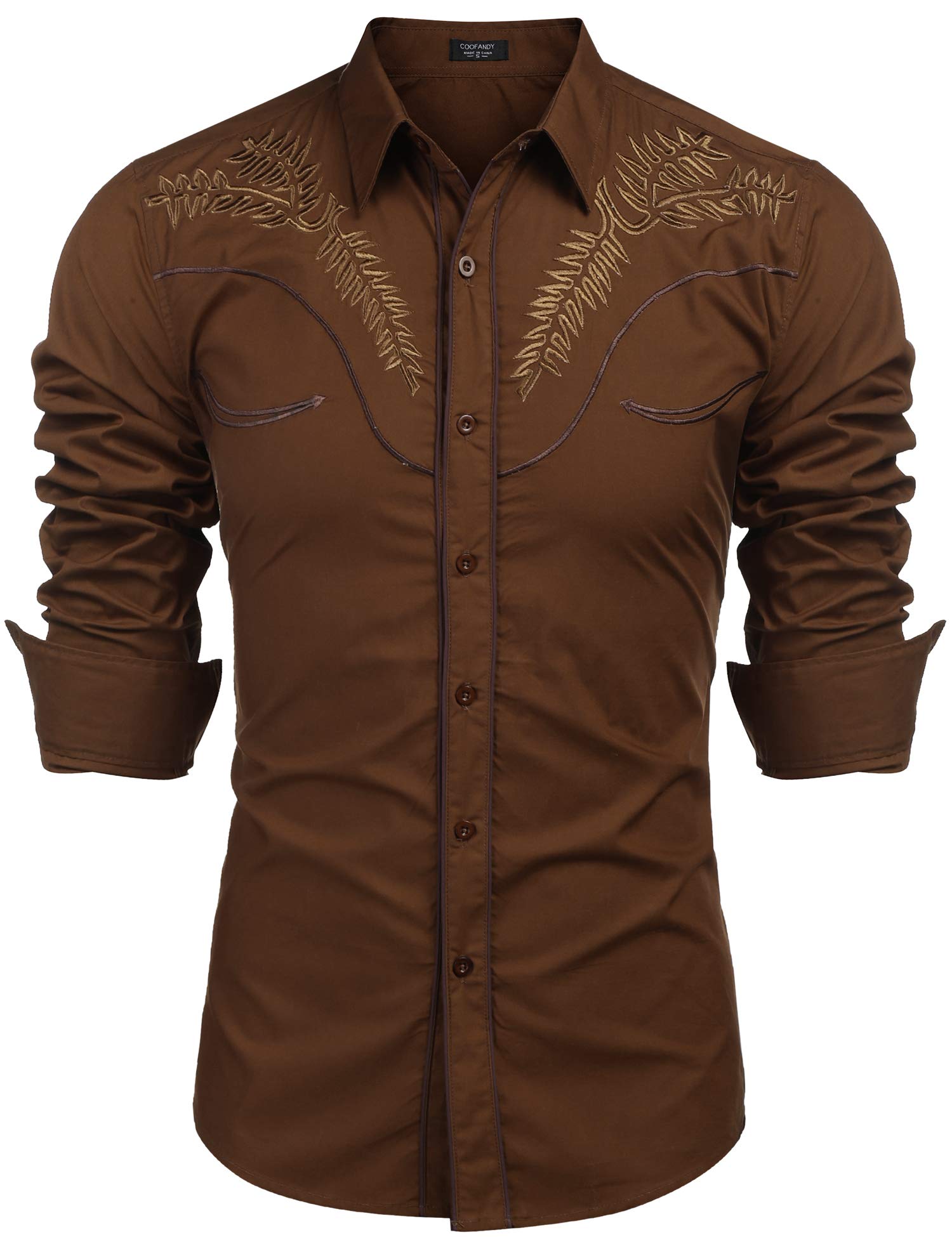 COOFANDY Men's Western,Retro,Classic Button Down Shirt