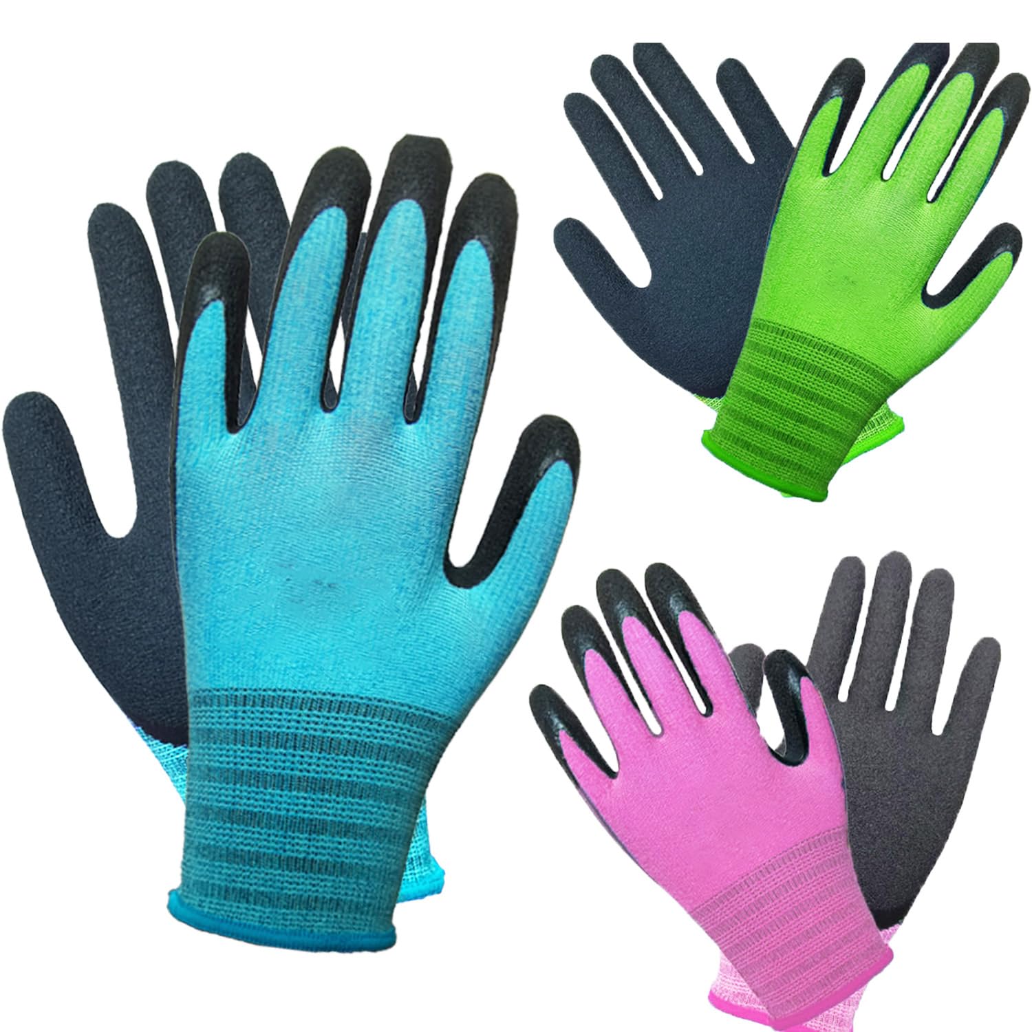 GAVOROHANS 3 Pairs Gardening Gloves Superior Grip Work Gloves Durable Comfortabl