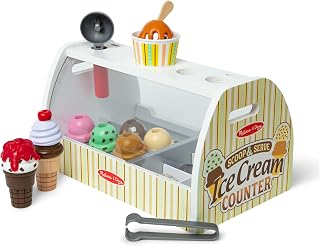 Melissa & Doug Wooden Ice Cream Toy Shop | Role Play Set for Kids | Age 3+