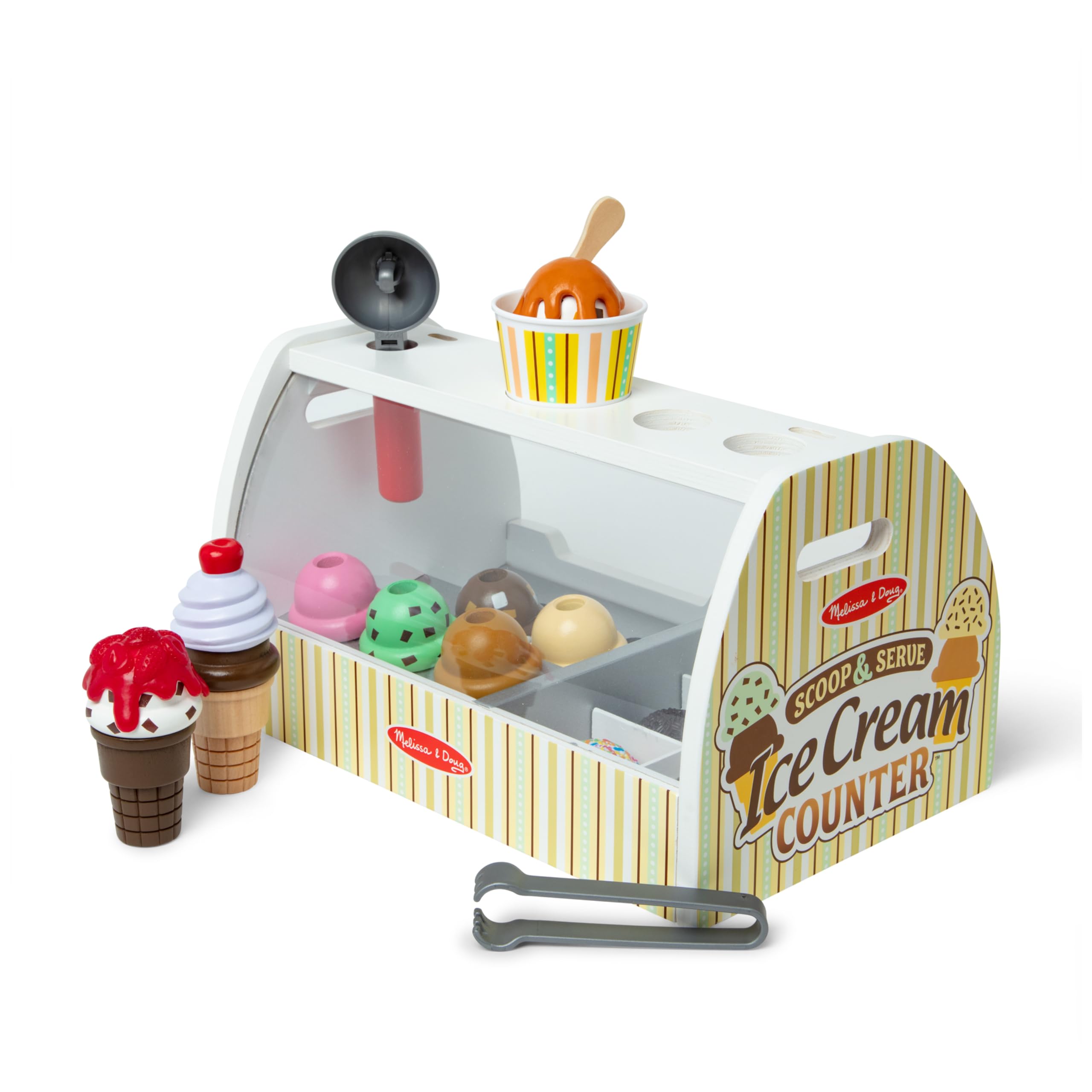 Melissa & Doug Wooden Ice Cream Toy Shop | Role Play Set for Kids | Age 3+