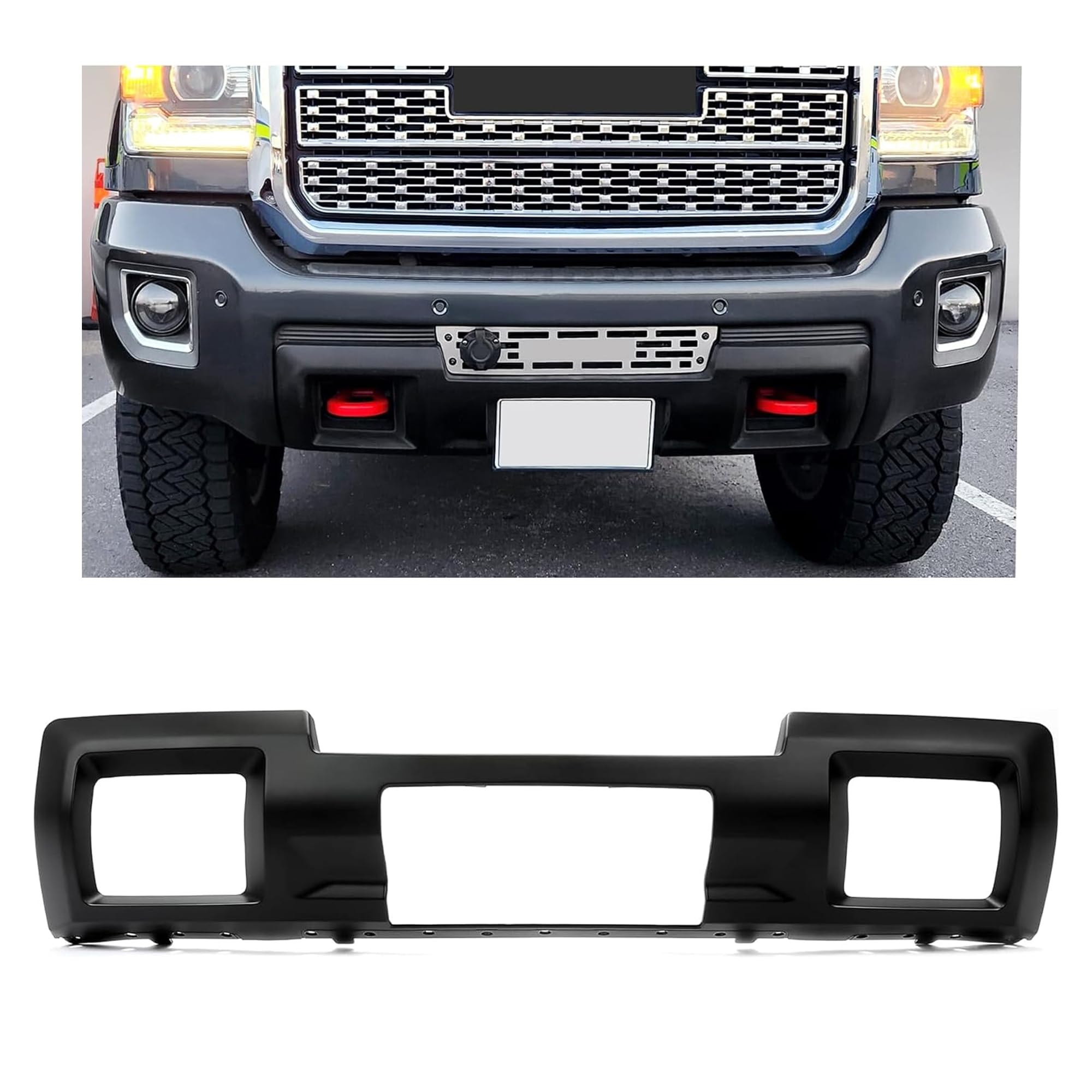 KUAFU Black Front Bumper Skid Plate Panel Compatible with 2015-2019 GMC Sierra 2