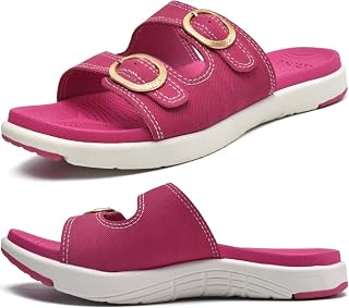 COFACE Womens Orthotic Slides Comfort Plantar Fasciitis Arch Support Slip on Flat Sandals Ladies Soft Cushion Fashion Yoga Mat Slippers With Adjustable Straps