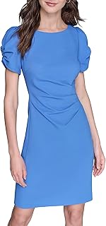 Karl Lagerfeld Paris Womens Puff Sleeve Mini Everyday Sheath DressCasual Dress