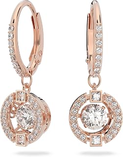 SWAROVSKI Una Pierced Drop Earrings with Dancing Crystal and Matching Pavé on a Rose-Gold Tone Finish Setting, Part of the Swarovski Una Collection