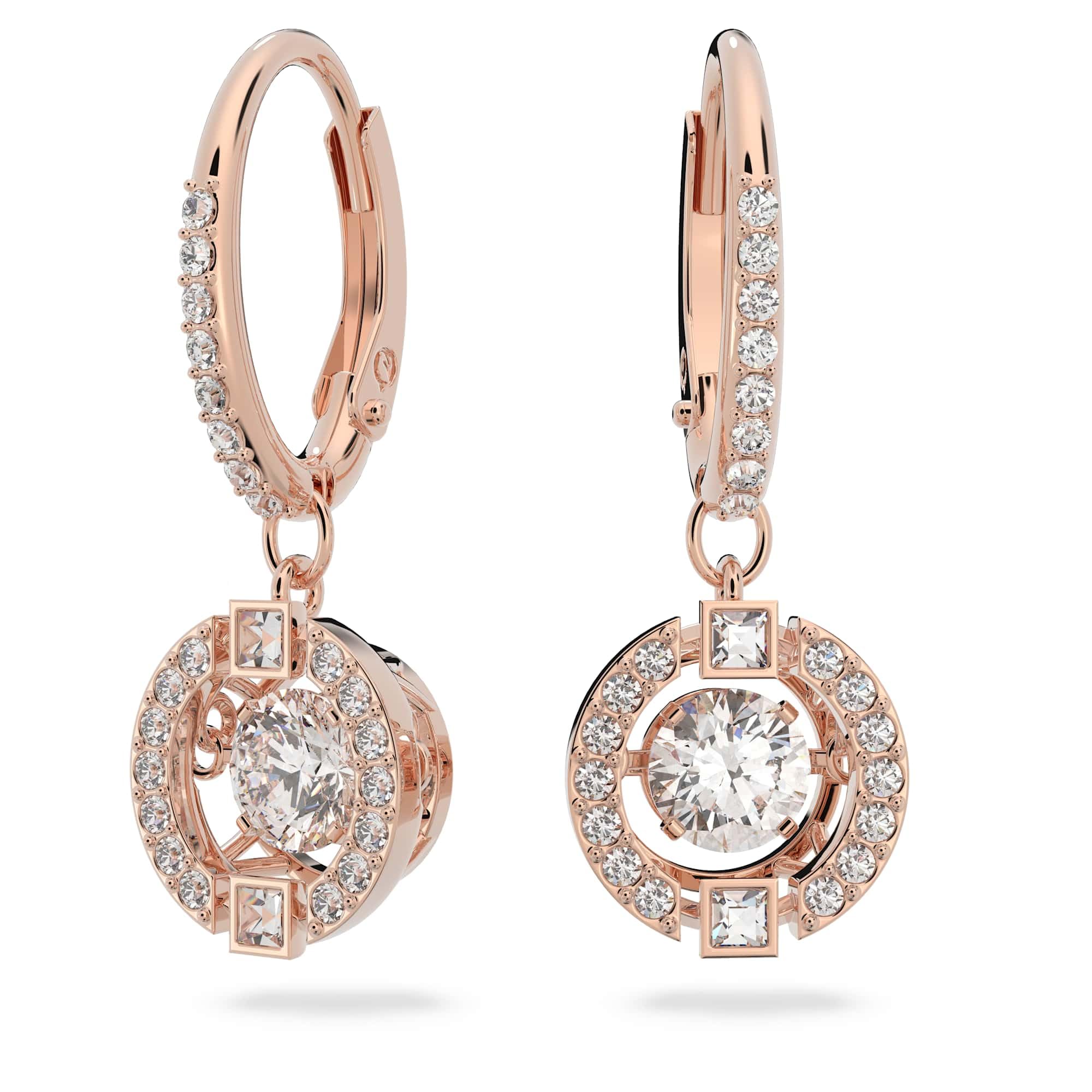 SWAROVSKI Una Pierced Drop Earrings with Dancing Crystal and Matching Pavé on a 