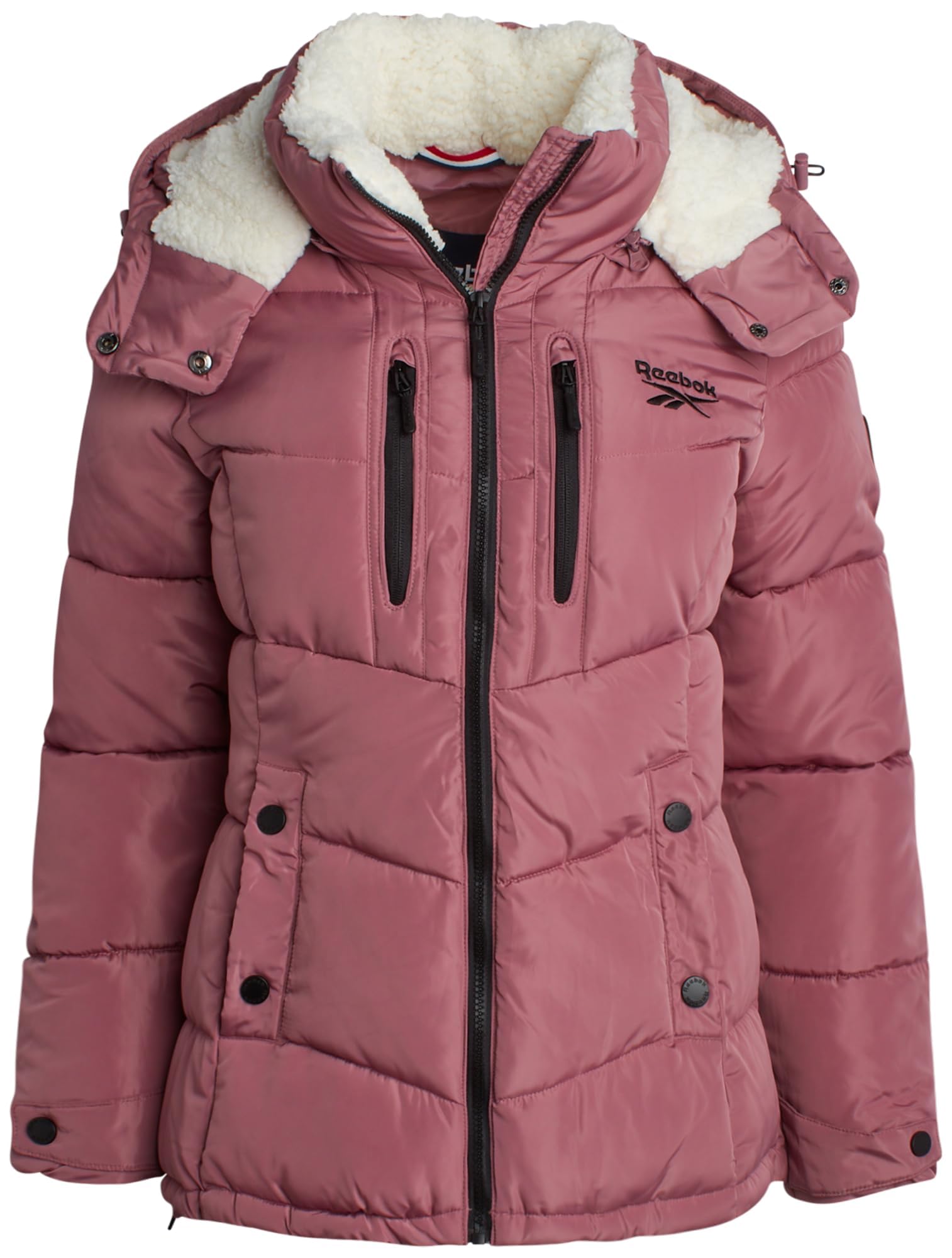 Reebok Womens Winter Coat - Heavyweight Quilted Puffer Jacket with Faux Fur Trim