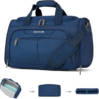 Hanke Foldable Underseat Carry On Luggage Bag, Travel Tote Bag for Women & Men, Personal Item Travel Bag Softside Lightweight Luggage Bags for Travel Flight Crew Overnight Weekender.（Blue）