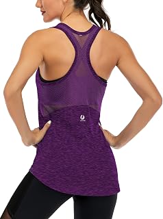 Fihapyli ICTIVE Women's Sleeveless Yoga Tank Top, Mesh Back Fitness Top, Lightweight and Breathable Racerback Sports Shirt for Intense Muscle