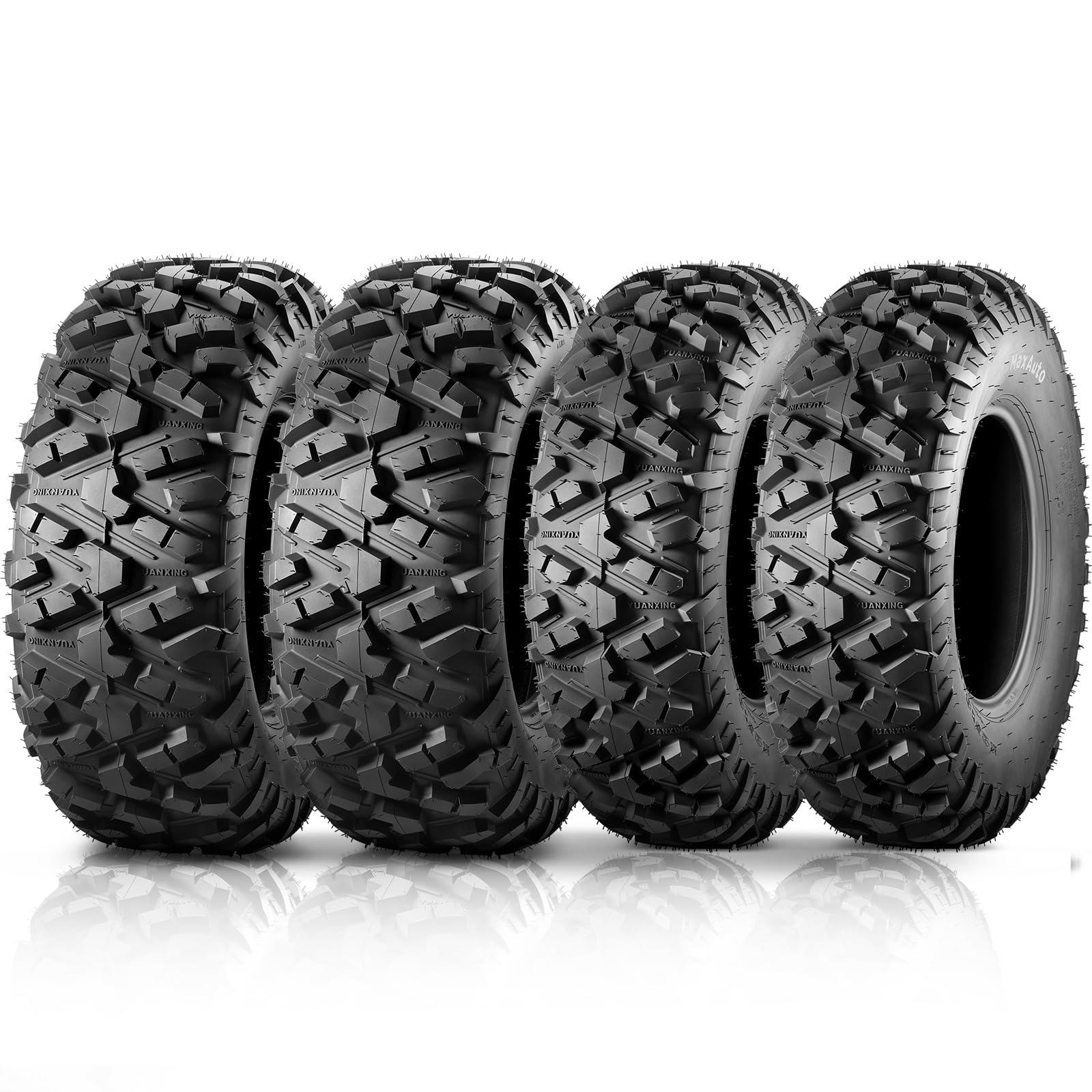MaxAuto Set of 4 UTV ATV Tires 25x8-12 Front & 25X10-12 Rear Tire, 6PR Tubeless,