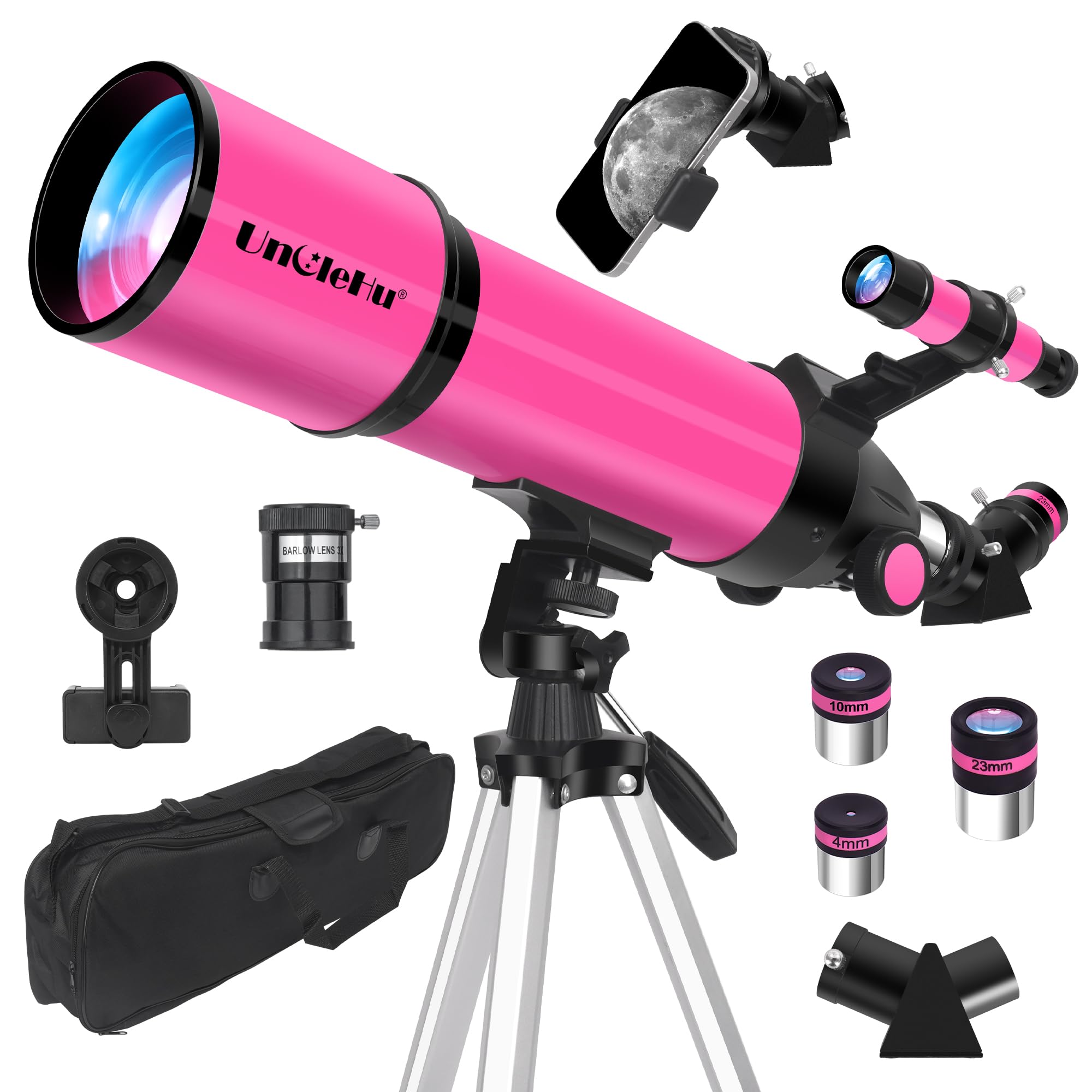 UncleHu 80mm Aperture, 600mm Refractor Travel Telescope for Adults and Kids | Hi