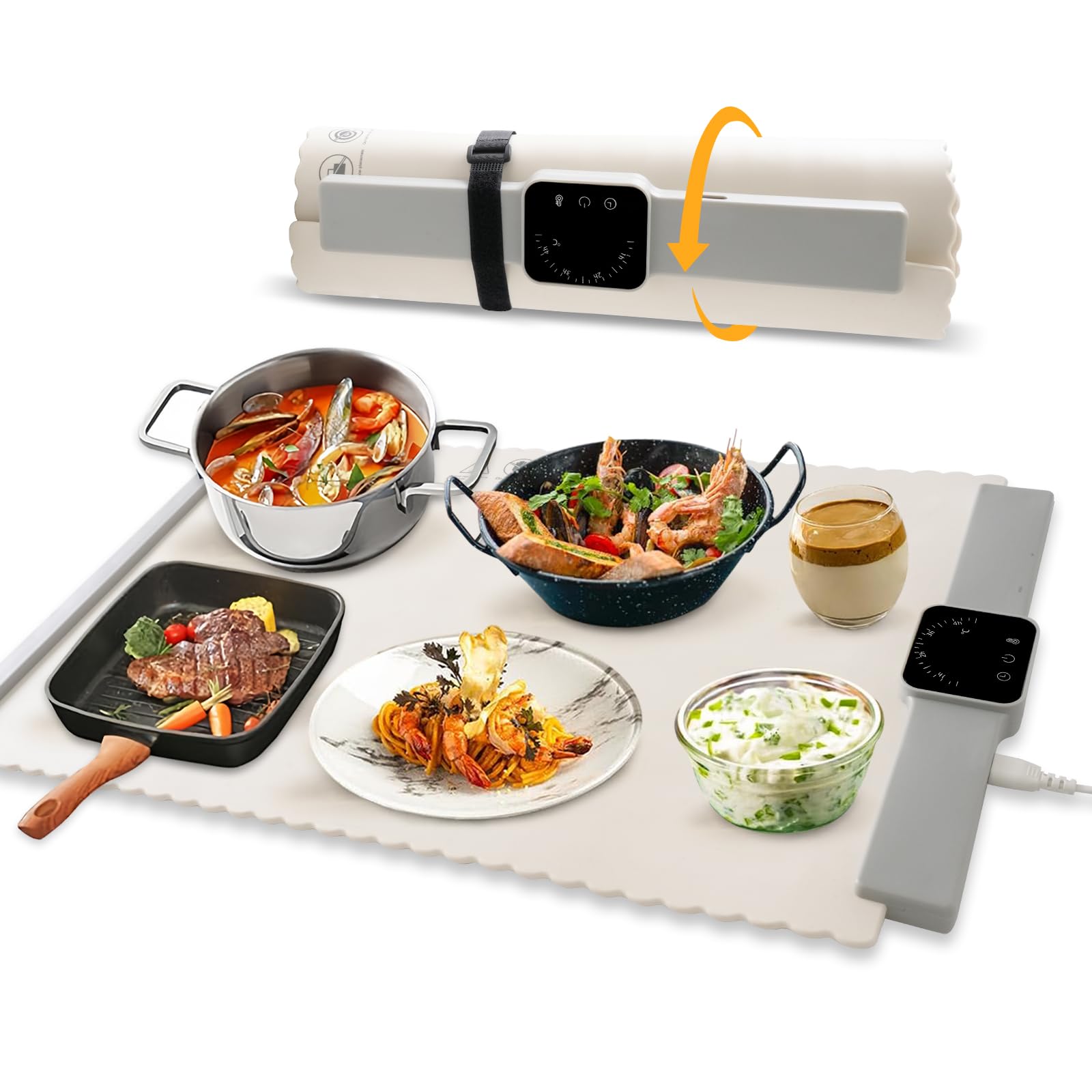 Electric Warming Tray with 5 Temperature Setting Rollable -2024 New Upgrade Port