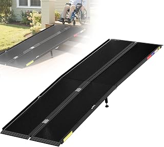 8FT Handicap Wheelchair Ramp | Seamless anti-slip aluminum surface, lightweight portable foldable structure, fits wheelchairs and mobility scooters