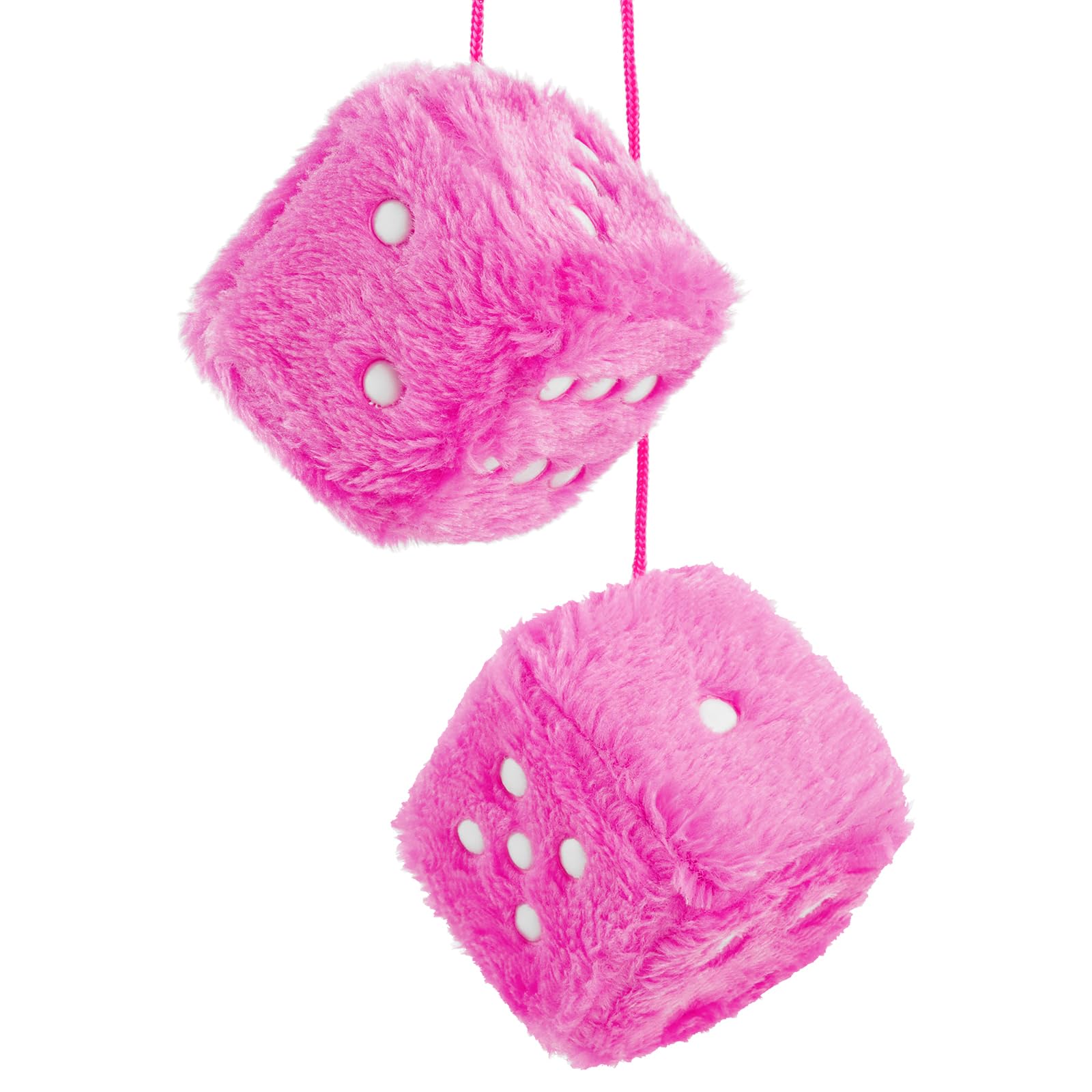 Fuzzy Dice for Car Mirror, Pair of Retro 2.75” Fuzzy Dice for Rear View Mirror w