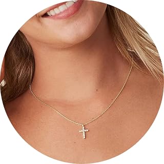 Crystal Cross Pendant with Adjustable Chain of 40+5 Elegant Religious Jewelry for Women Sparkling Faith
