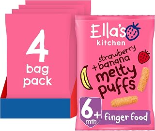Ella's Kitchen Organic Strawberry & Banana Melty Puffs (4 x 20g)
