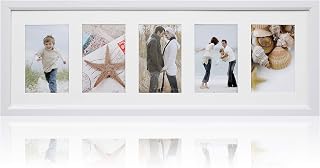 ARPAN Multi Aperture Photo Picture Frame 3, 5 or 6 Aperture (5 Aperture White)