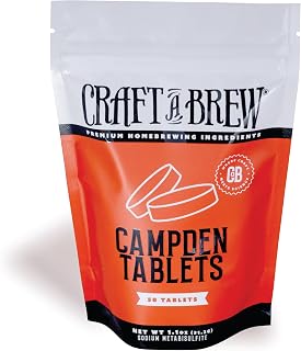 Craft A Brew - Campden Tablets - Sodium Metabisulfite - Sterilant for Winemaking - Ideal for Traditional Grape Wines - Crafting Fruit Wine, Cider - 50 Count