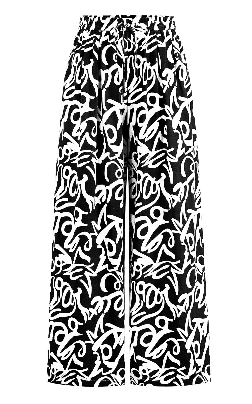 PRETTYGARDEN Ladies Stretch Floral Waist Lightweight Pants Palazzo Pants For Wom