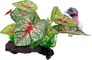 CTWPets Betta Driftwood Decor – Soft Silk Aquarium Plant for Betta Fish, Shrimp, and Tropical Tanks – Safe, Vibrant Aquascape Decoration (Red Vein)