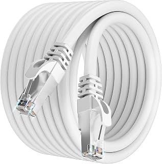 Soibke Cat 7 Cavo Ethernet 25 Metri Bianco Cavo Lan Schermato Gigabit S/FTP
