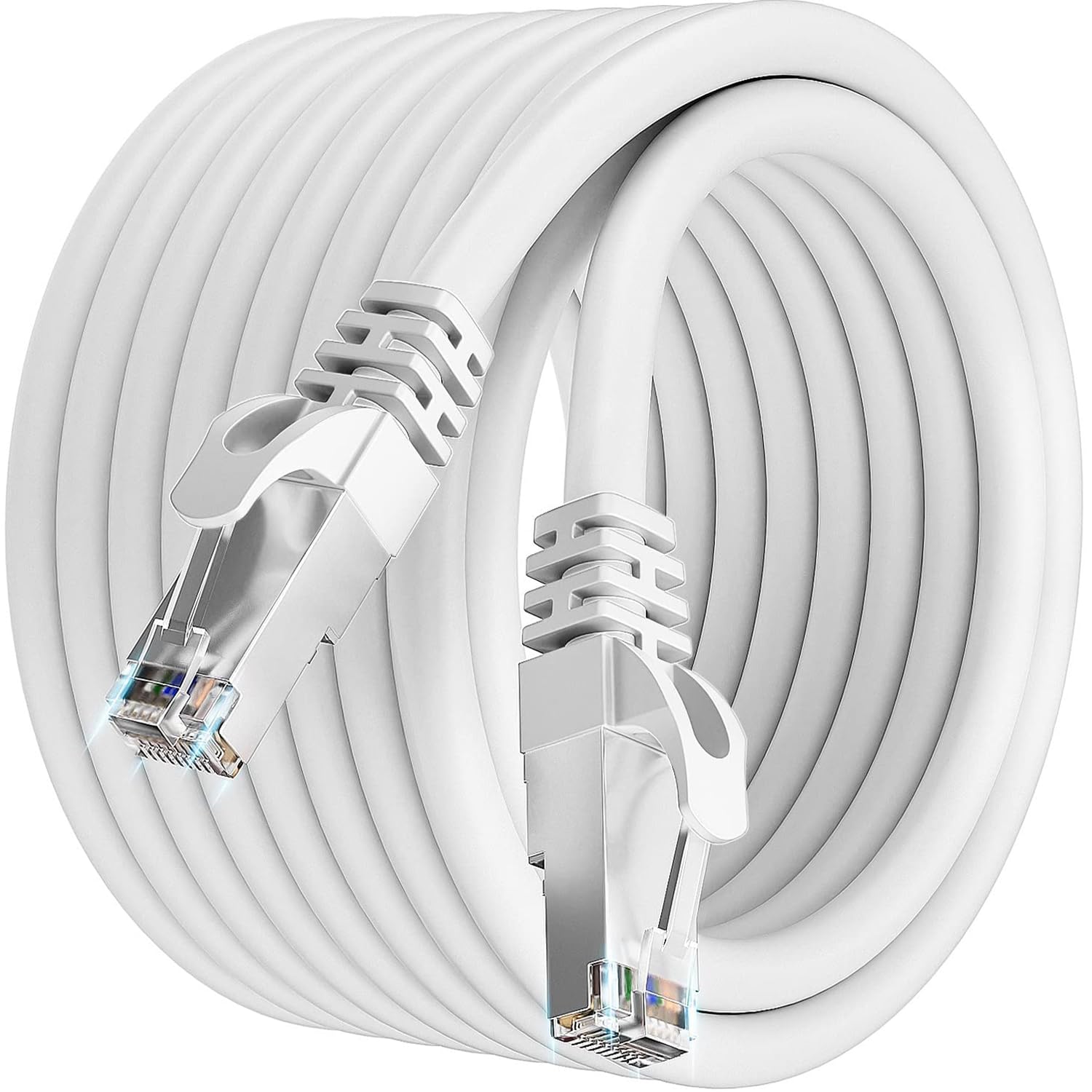 Soibke Cat 7 Cavo Ethernet 25 Metri Bianco Cavo Lan Schermato Gigabit S/FTP