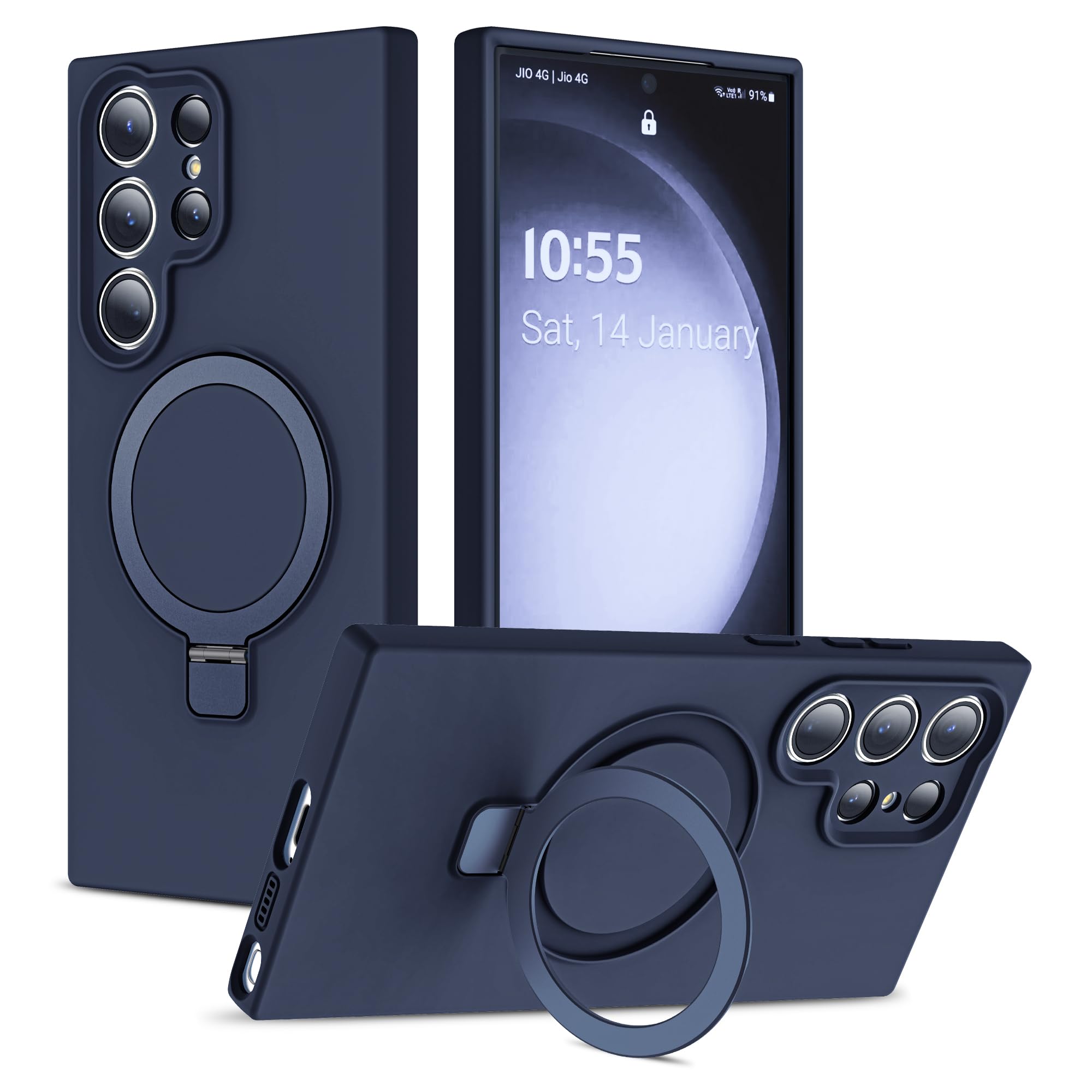 Case for Samsung Galaxy S23 Ultra with Stand,6.8" Dark Blue