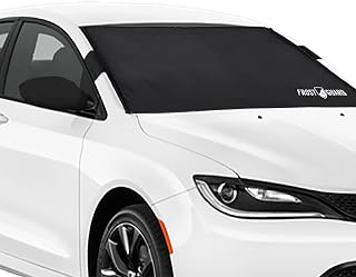 FrostGuard Plus | Winter Windshield Cover for Ice and Snow, Standard Size (Black) - Built-in Security Panels, Wiper Blade Coverage + Mirror Covers - Fits Standard Size Cars, 59 x 41 Inches