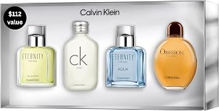 Calvin Klein Multi-Line Men's Fragrance 4 Pcs Gift Set ($112 Value) – Eternity EDT ck One EDT, Obsession, Eternity Aqua of 0.5 Oz – Long-Lasting Fragrance