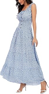 OSTOO - Women's Summer Boho Floral Print Tiered Casual Swing Maxi Dress