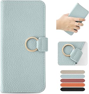 MAGICASE Wallet Style Case for Galaxy S22 (SC-51C / SCG13), Ring & Strap Hole Included, Magnetic, Card Slots, Stand Function, Shock Resistant, Soft PU Leather, Handmade, Women's (Blue)