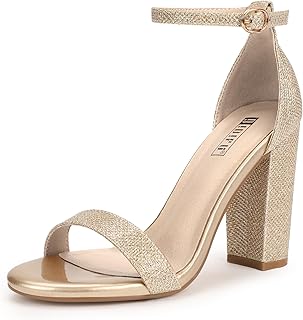 IDIFU Women's IN4 Cookie-HI Chunky High Heel Sandals Open Toe Ankle Strap Wedding Bridal Prom Dress Shoes for Women Bride Bridesmaid