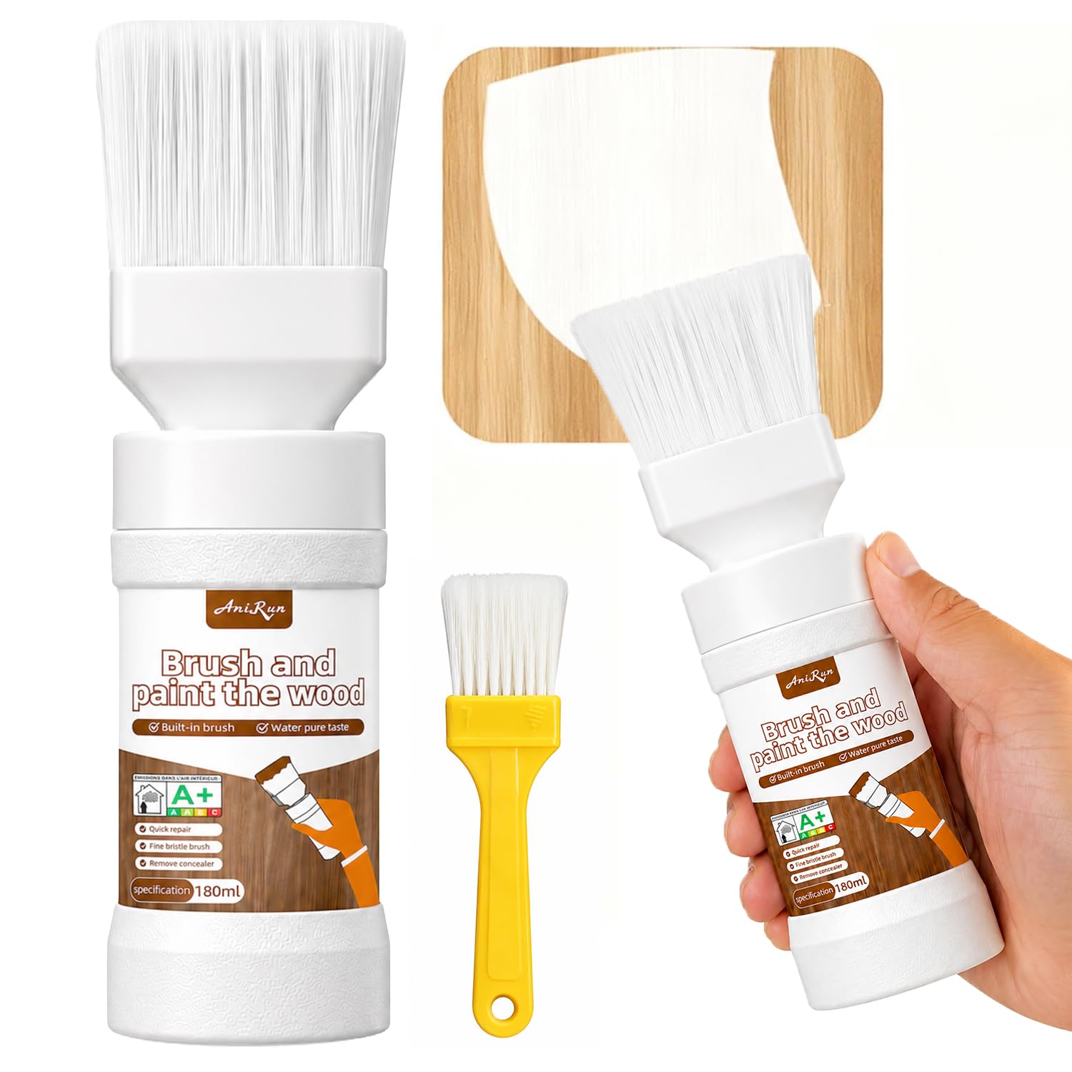 White Touch-Up Paint for Wood,Furniture, Cabinets,Metal,6.35 Oz | 2-in-1，Waterpr