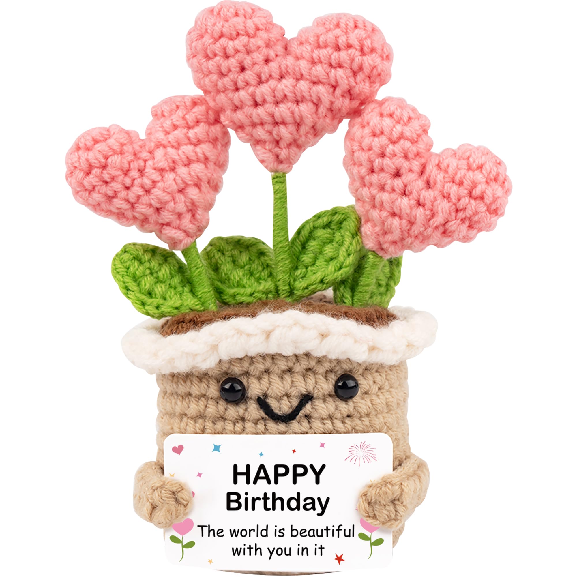 Crochet Birthday Gift for Women & Men– Inspirational Heart Flower Handmade Happy