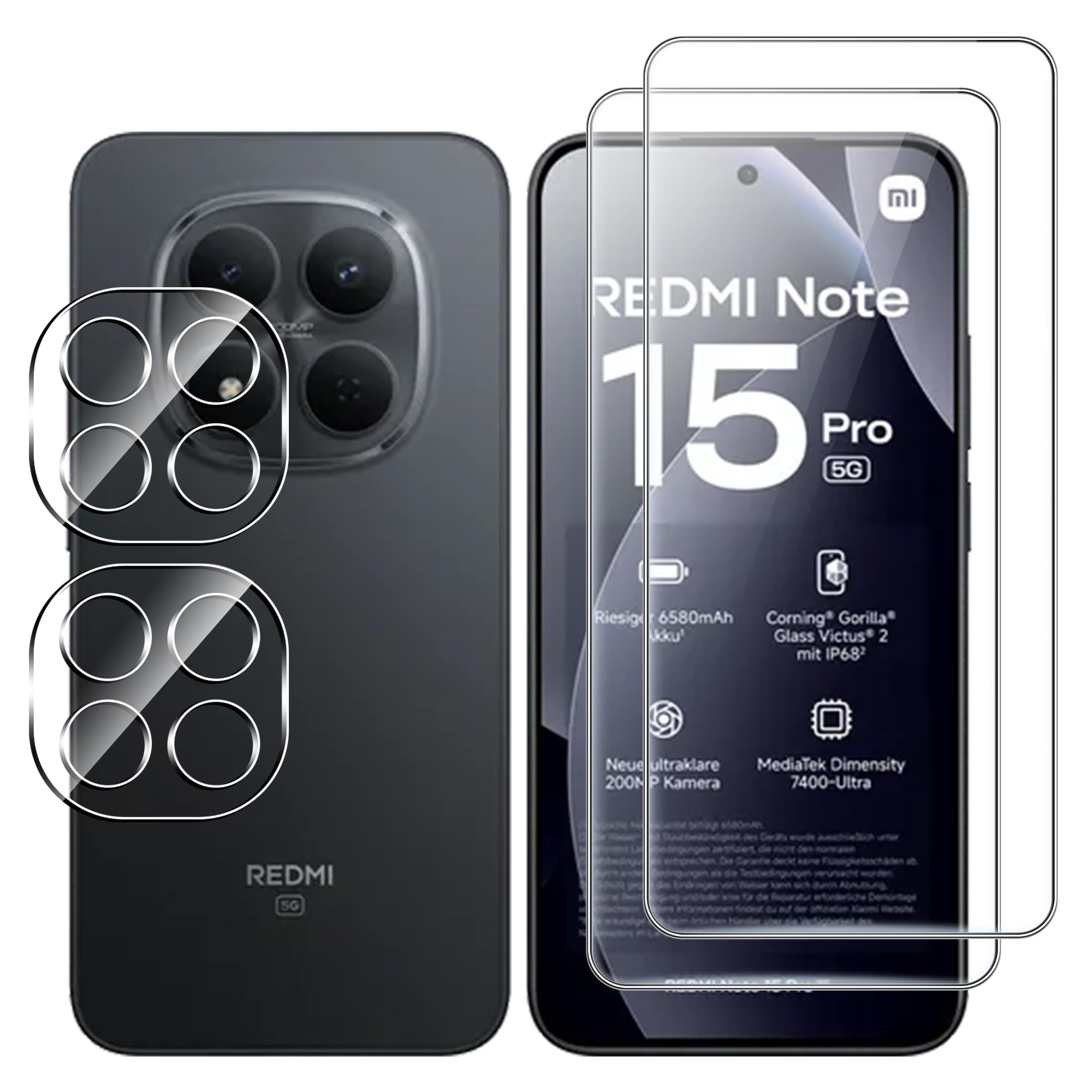 Fitudoos for Xiaomi Redmi Note 15 Pro 5G Tempered Glass Screen Protector [2 Piec