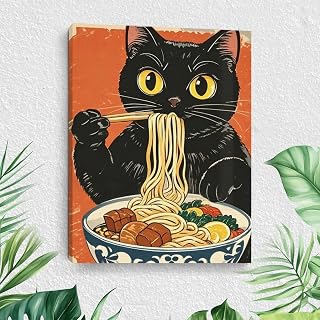 Vintage Cat Canvas Wall Art, Cat Aesthetic Framed Art Paintings Wall Decor Nature Scene and Cats Lover Prints Picture for Living Room Dining Room Kitchen Farmhouse Decor-3