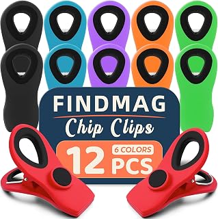 Chip Clips, Bag Clips for Food Storage, 12 Pack Multicolor | Magnetic Chip Bag Clips with Airtight Seal Grip for Food and Snack, Refrigerator, Fridge, Office, Garden, Long-Lasting Use