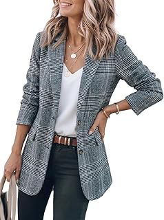 IDEALSANXUN Women's Tweed Jacket Winter Casual Plaid Work Jacket