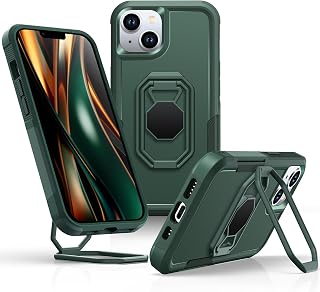 Shields Up for iPhone 13 Case with Stand (Two-Way Stand), 14 Phone Case with Double Ring Holder, Heavy Duty Shockproof Cover for iPhone 13/iPhone 14 - Green