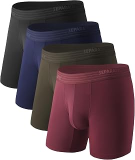 Separatec 4 Pack Men's Breathable Boxer Briefs with Separate Pocket, Moisture Wicking, Soft, Anti Chafing, Pack of 4