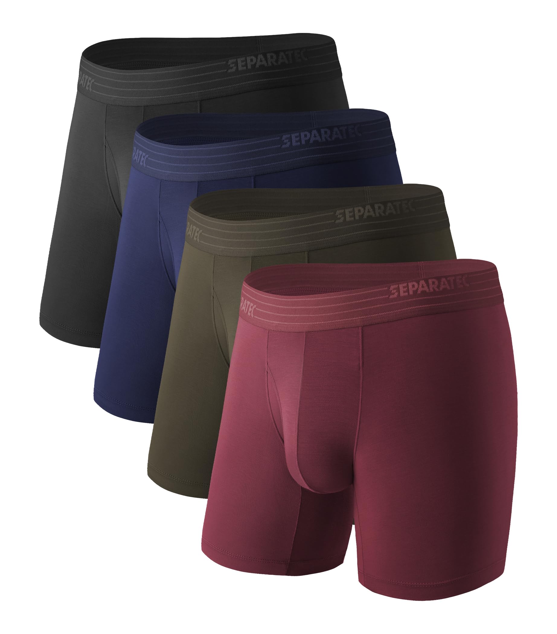 Separatec 4 Pack Men's Breathable Boxer Briefs with Separate Pocket, Moisture Wi