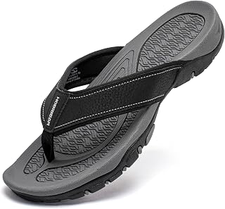 GUBARUN Men's Sports Flip Flops Comfortable Casual Thong Sandals Outdoor, black1, 7.5 D（M）